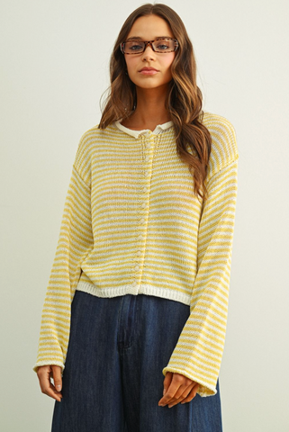 Stripe Front Button Cardigan