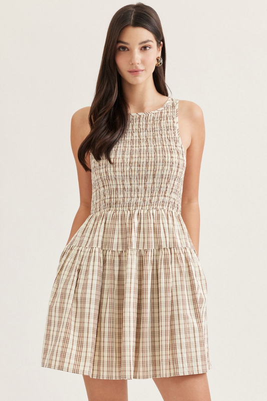 Plaid Sleeveless Mini Dress
