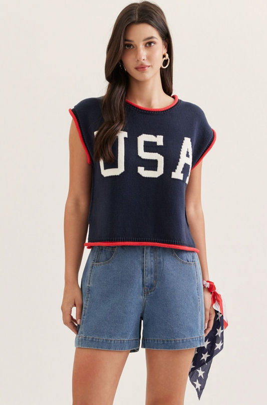 USA Cap Sleeve Sweater