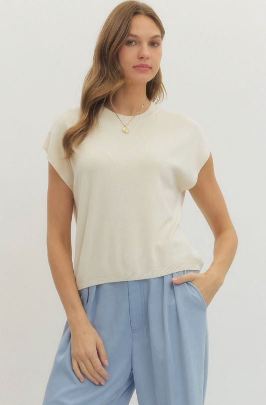 Cap Sleeve Knit Top