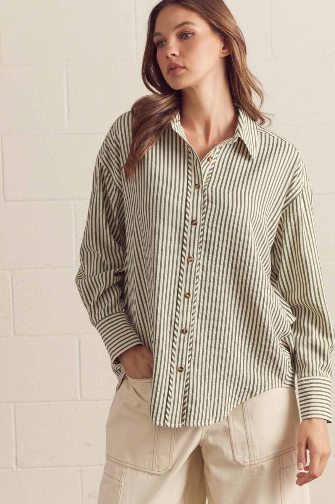 Striped Button Down Blouse