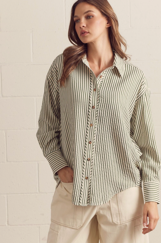 Striped Button Down Blouse