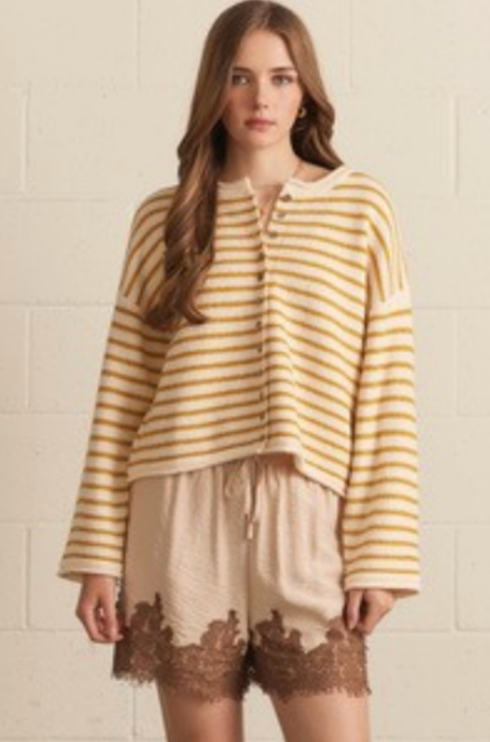 Stripe Wide Sleeve Cardigan