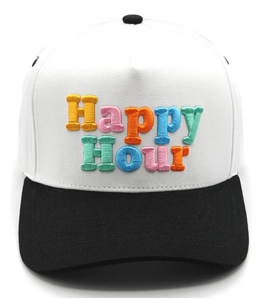 Happy Hour Embroidered Trucker Hat
