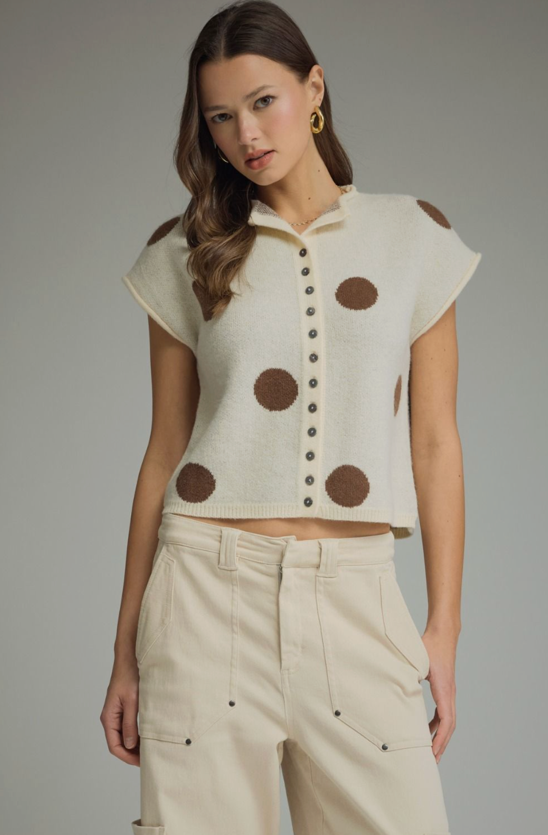 Polka Dot Cardigan Vest
