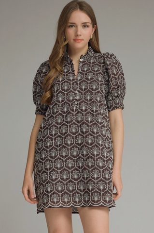 Embroidered Eyelet Mini Dress