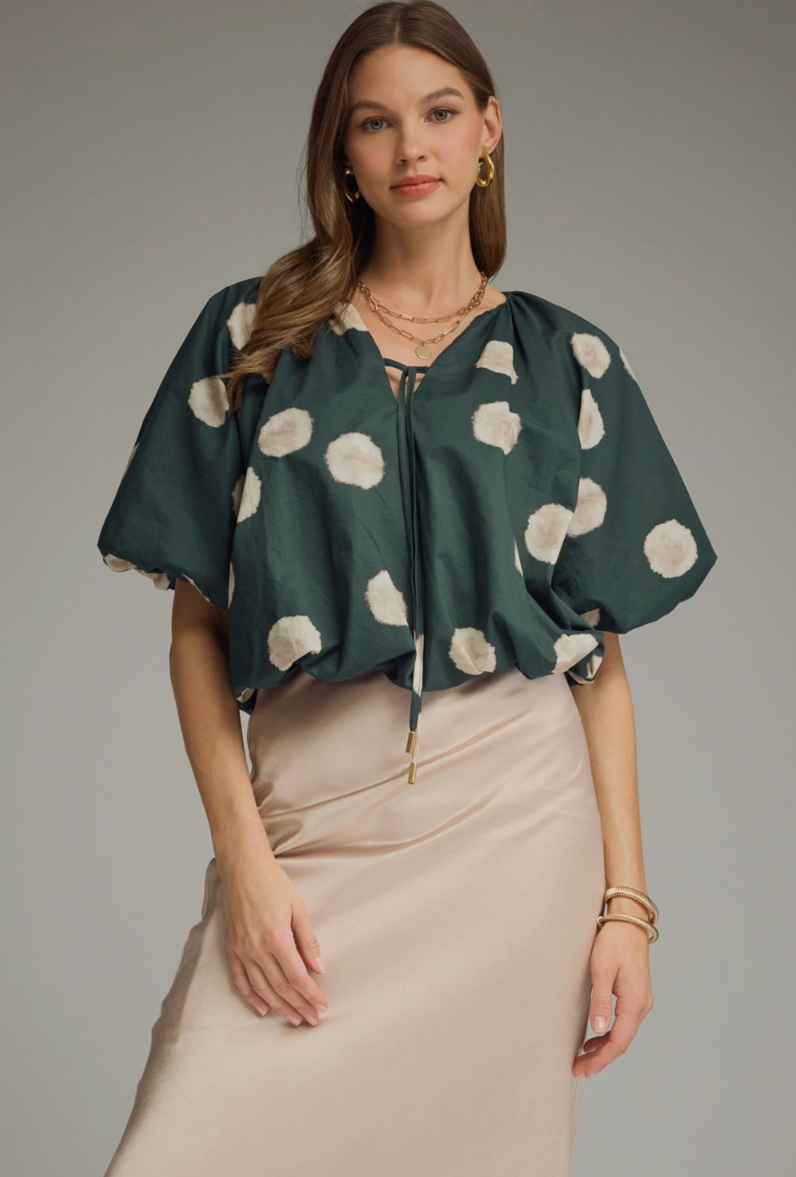 Polka Dot Bubble Hem Top