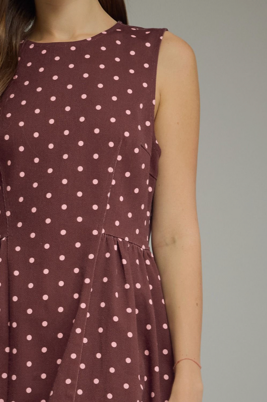 Polka Dot Sleeveless Midi Dress
