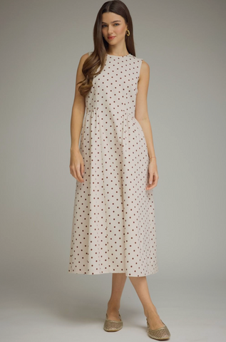 Polka Dot Sleeveless Midi Dress