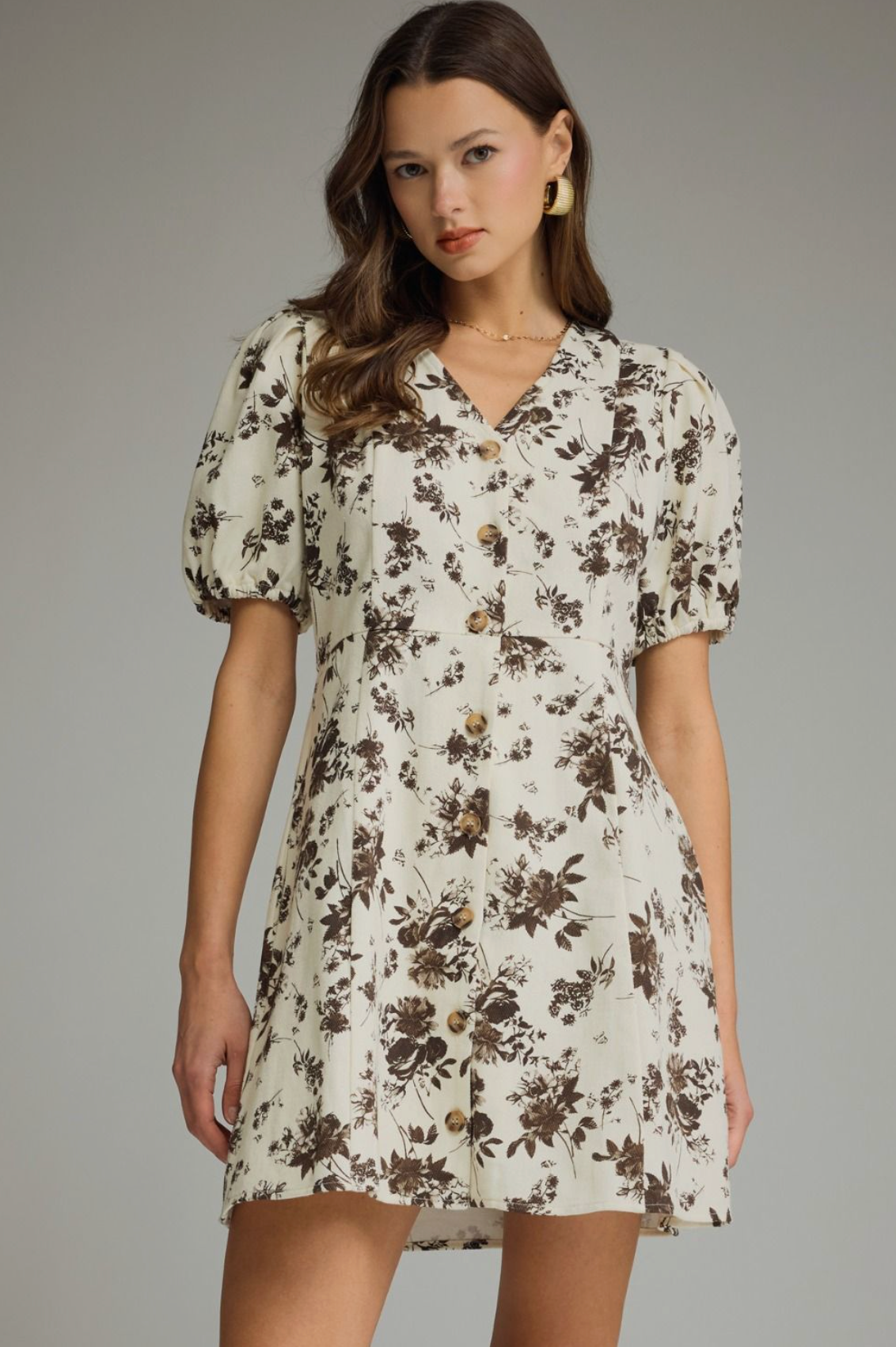 Floral Puff Sleeve Mini Dress
