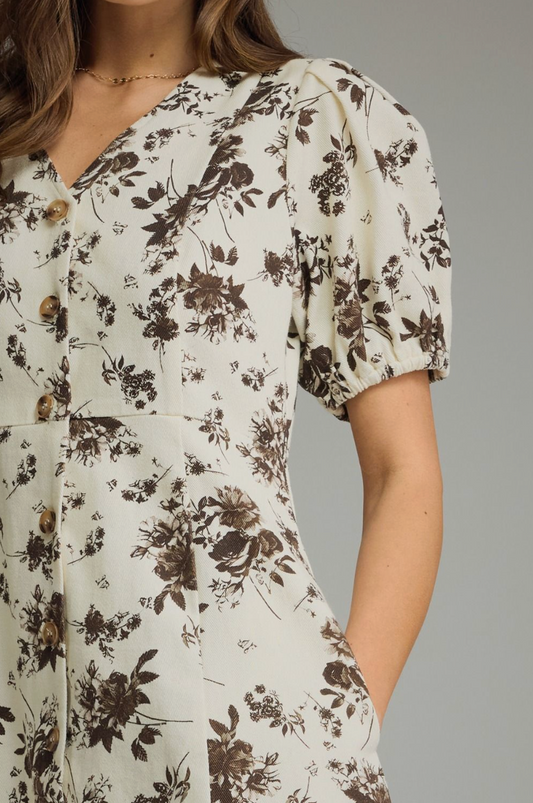 Floral Puff Sleeve Mini Dress