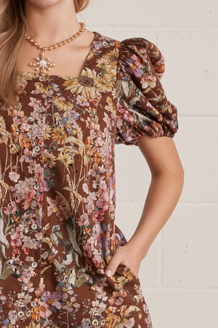 Floral Eyelet Square Neck Mini Dress