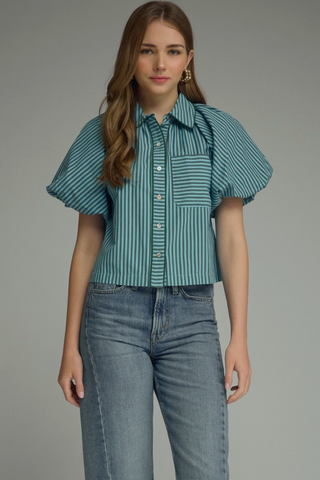 Stripe Puff Sleeve Top