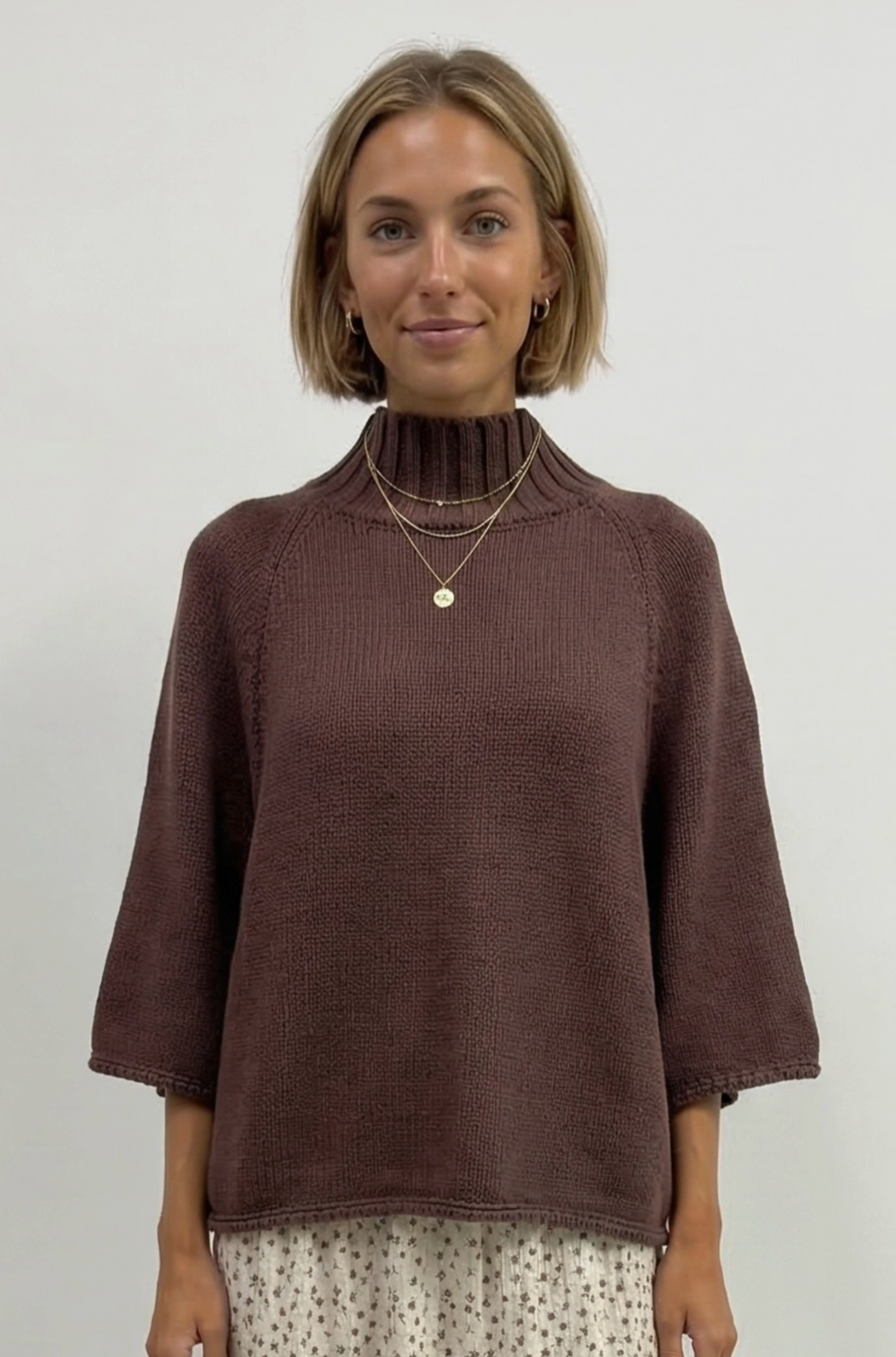 Mock Neck Batwing Sweater