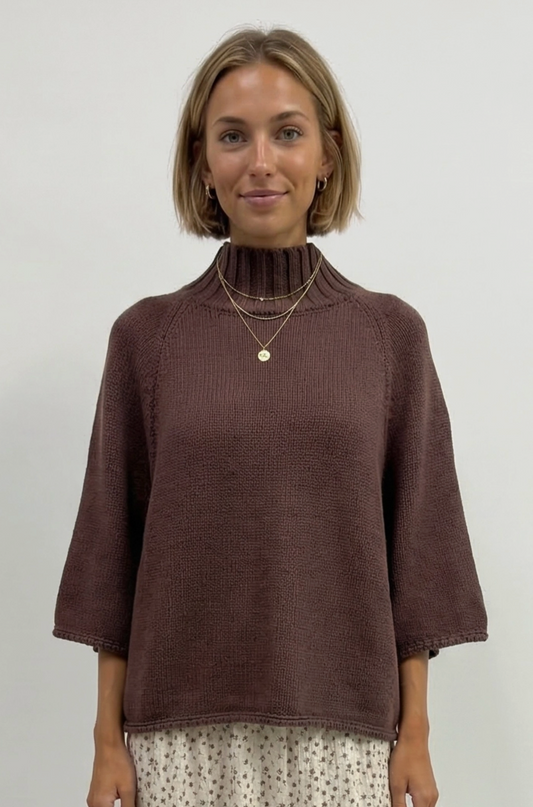 Mock Neck Batwing Sweater