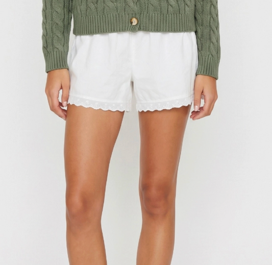 Eyelet Detail Cotton Shorts