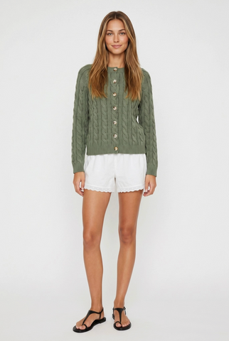 Eyelet Detail Cotton Shorts