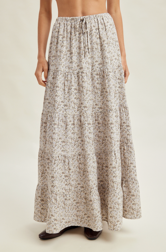 Texture Tiered Floral Skirt