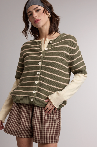 Stripe Sweater Cardigan