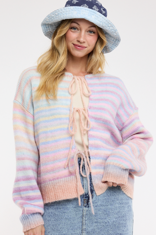 Rainbow Front Tie Cardigan