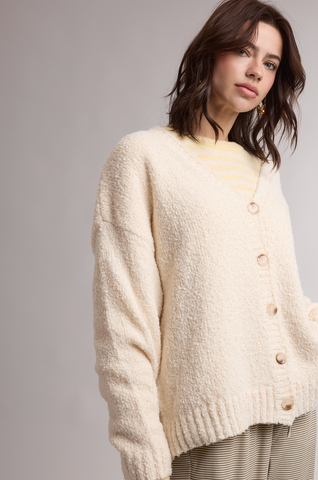 Textured Front Button Cardigan