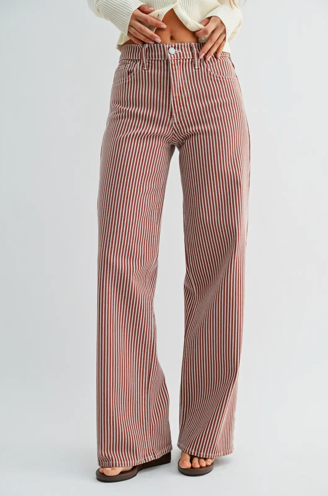 Relaxed Wide Leg Stripe Jeans