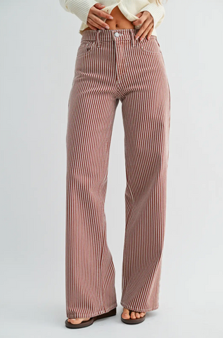 Relaxed Wide Leg Stripe Jeans