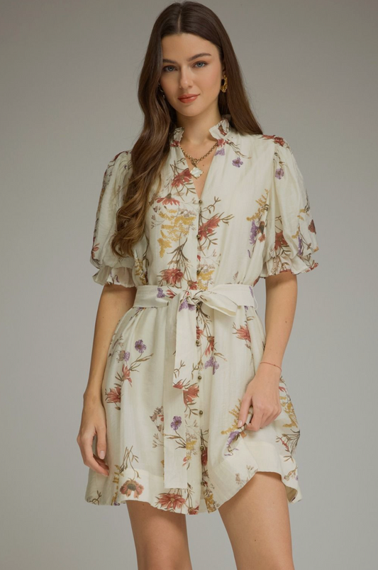 Floral Puff Sleeve Mini Dress