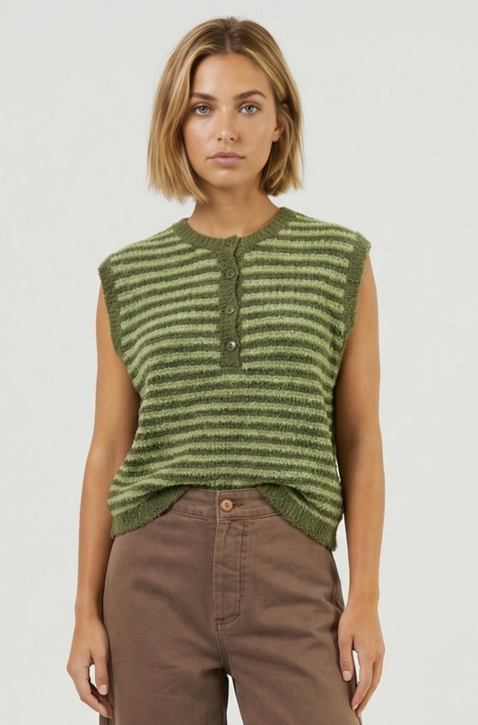 Stripe Henley Sweater Vest