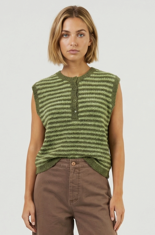 Stripe Henley Sweater Vest