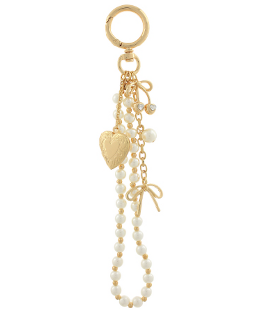 Heart Locket Pearl Bag Charm