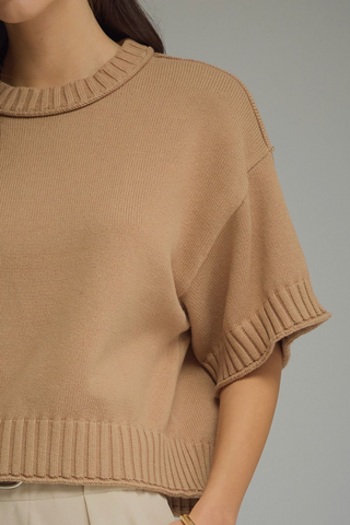 Solid Short Sleeve Knit Top