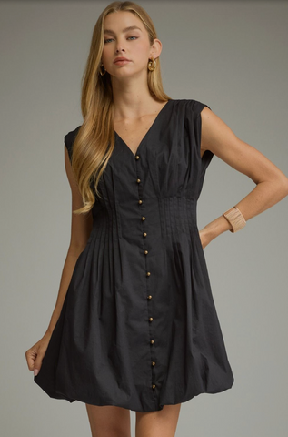 Solid Bubble Hem Mini Dress