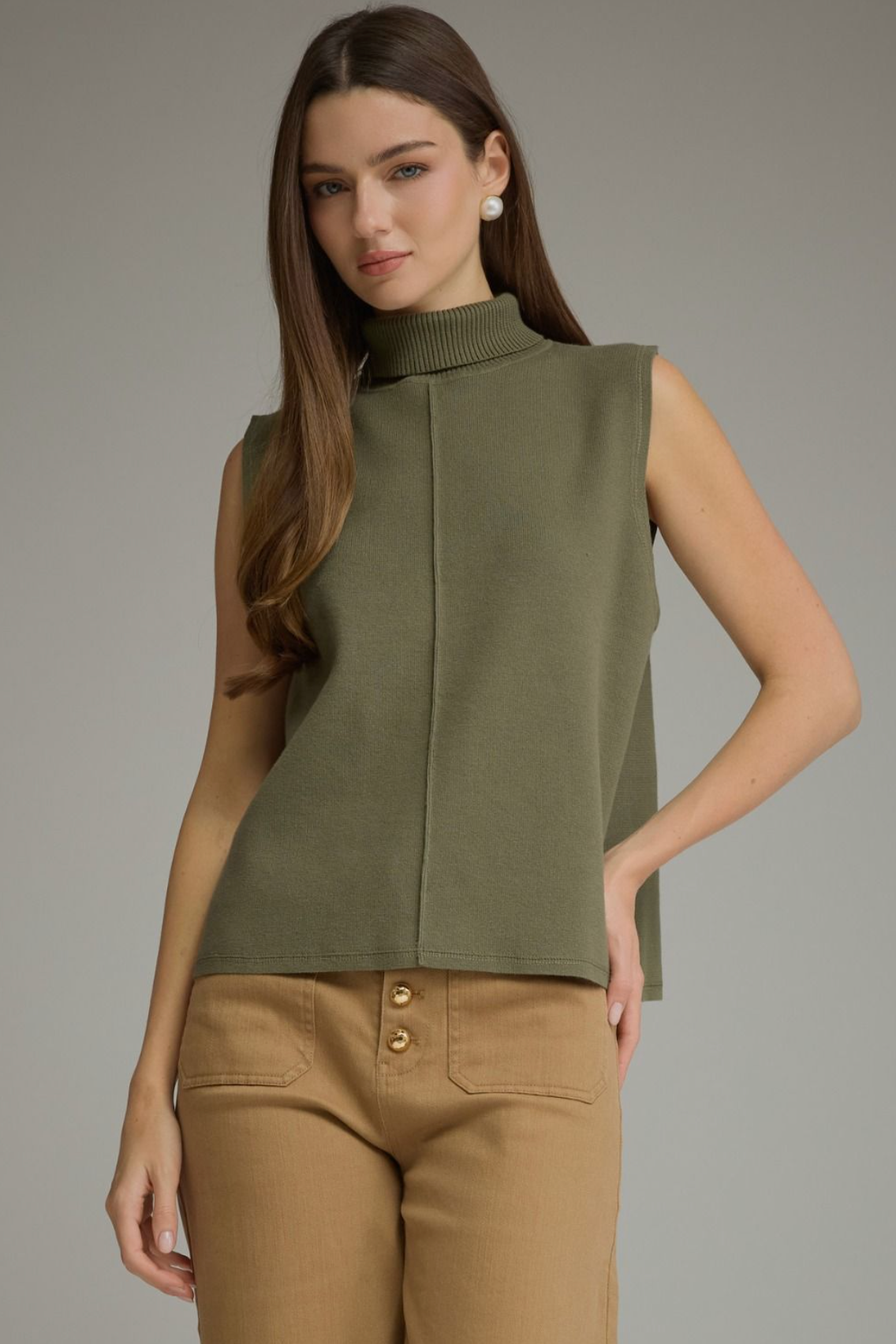 Sleeveless Turtleneck Top