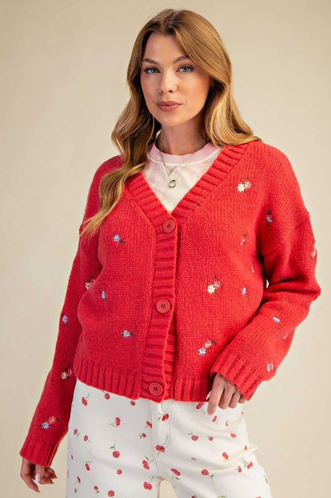 Floral Embroidered Cardigan