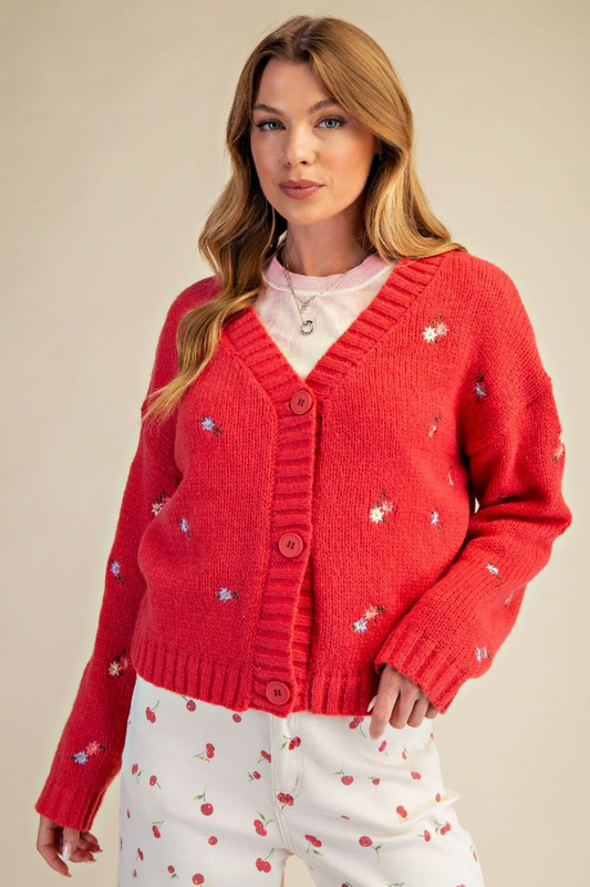Floral Embroidered Cardigan