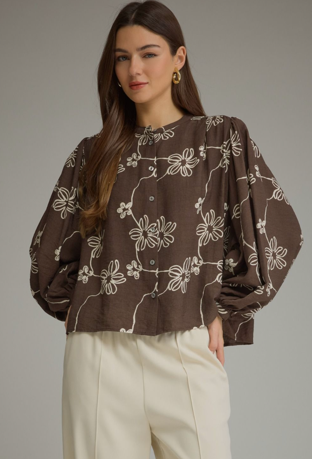 Printed Puff Sleeve Top