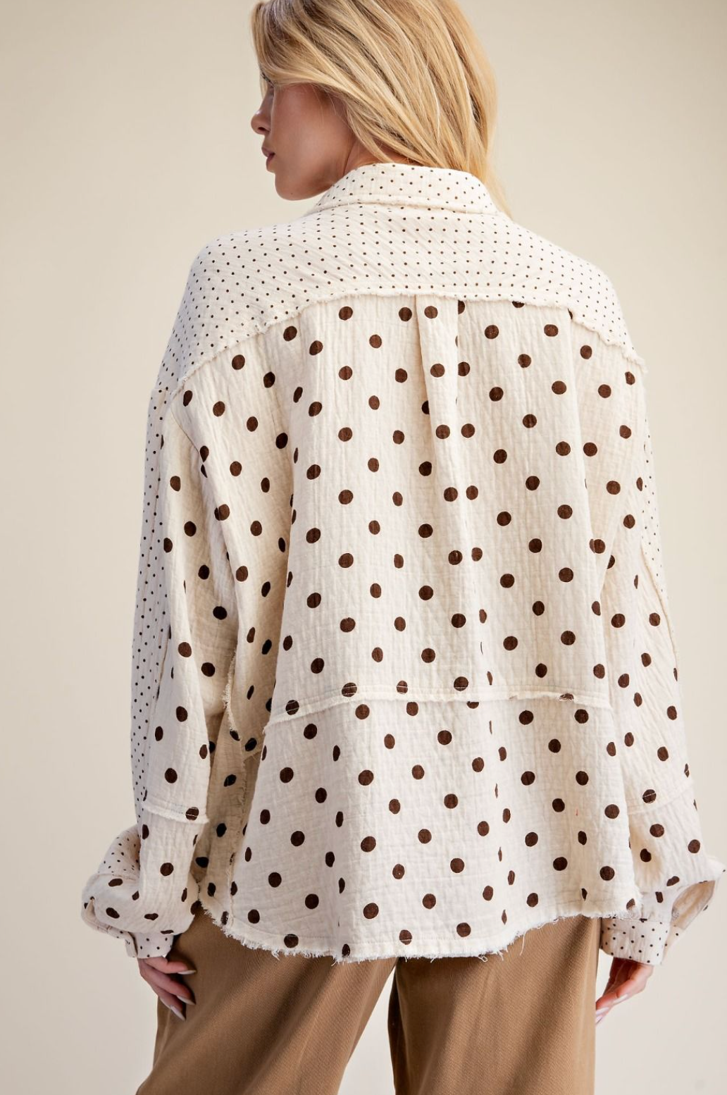 Gauze Polka Dot Button Down