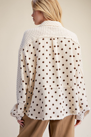 Gauze Polka Dot Button Down