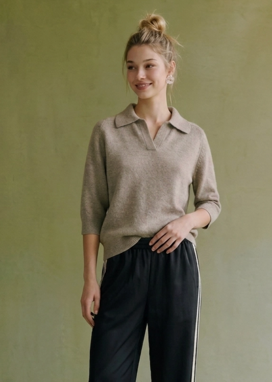 Collared Elbow Sleeve Sweater