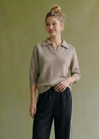 Collared Elbow Sleeve Sweater
