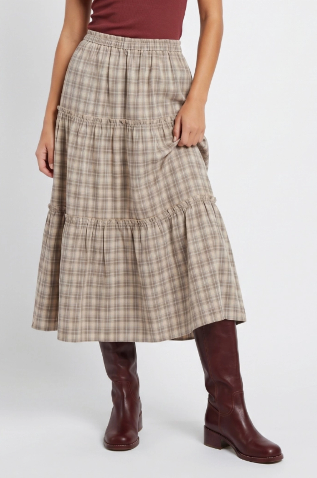 Plaid Midi Skirt