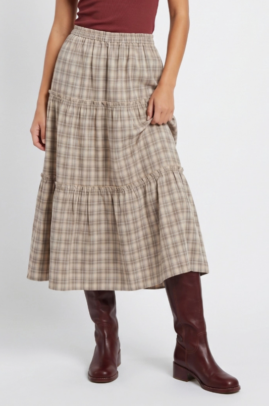 Plaid Midi Skirt