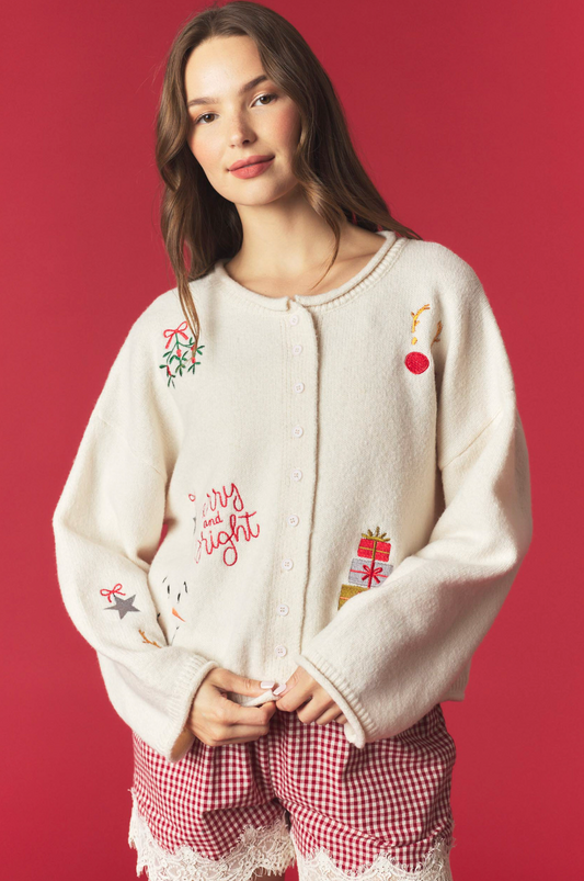 Holiday Embroidered Cardigan