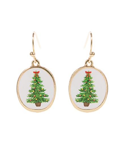 Christmas Tree Printed Earrings