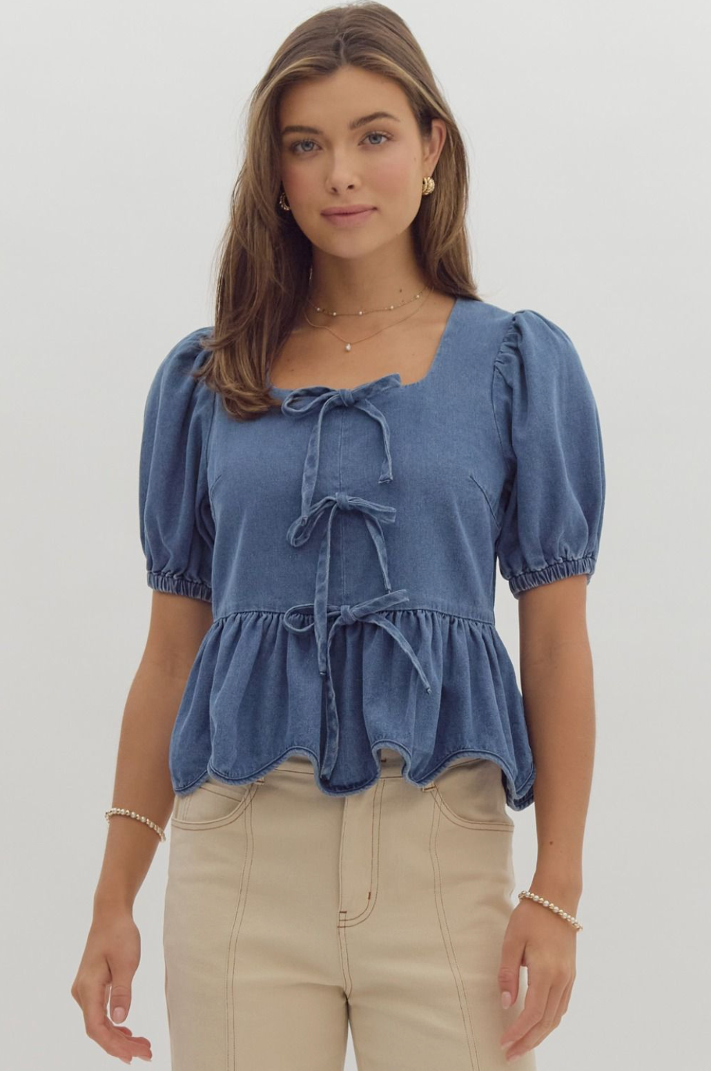 Tie Front Peplum Top