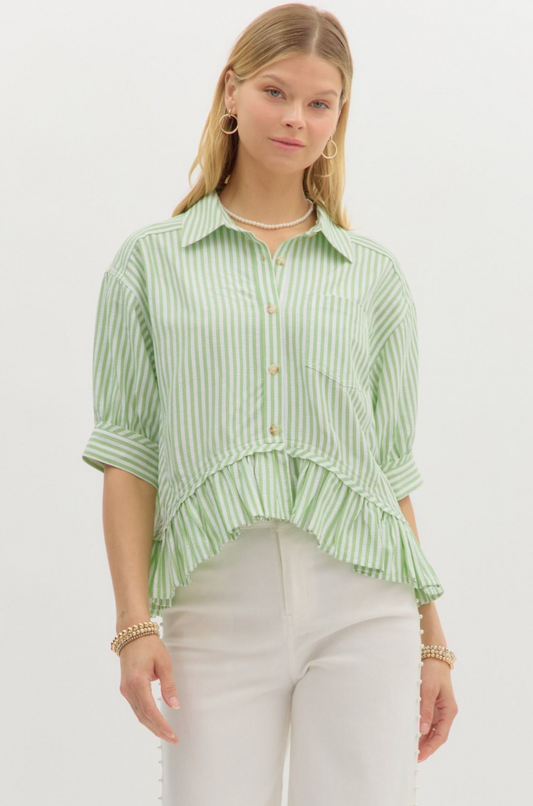 Striped Short Sleeve Blouse