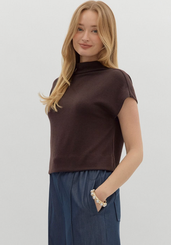 Mock Neck Short Sleeve Sweater