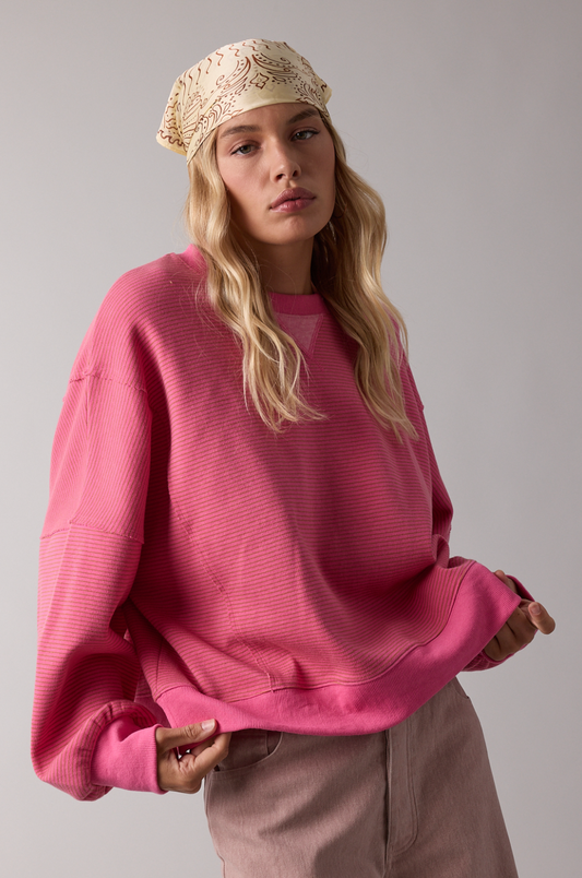 Striped Contrast Knit Pullover