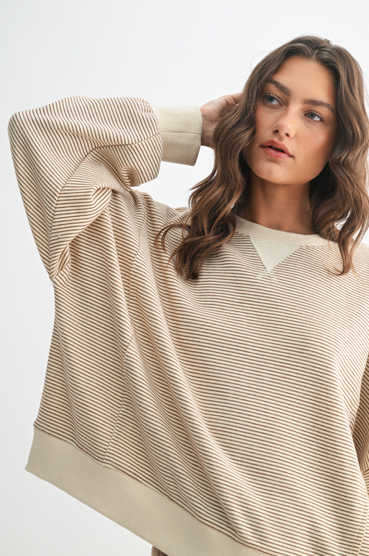 Striped Contrast Knit Pullover